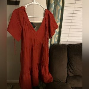Old Navy Brick Red V-Neck Dress